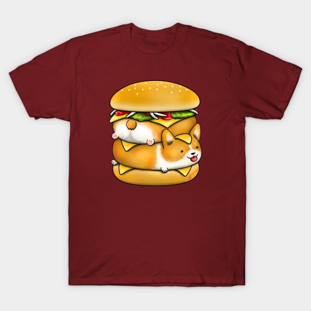 Double Corgi Pounder T-Shirt by Akiraj